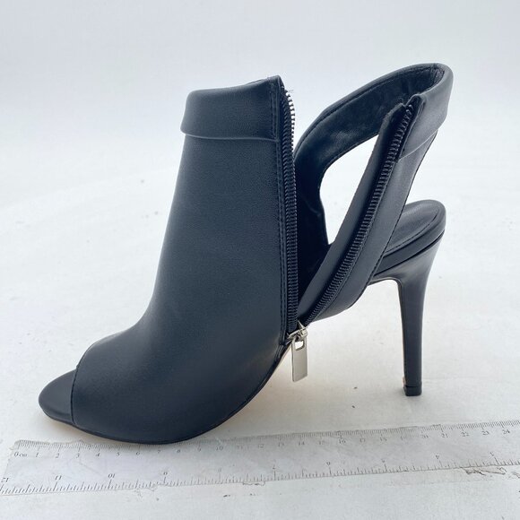 YDN Black Peep Toe Stiletto High Heel Cutout Slingback Side Zipper Short Booties - Picture 2 of 8